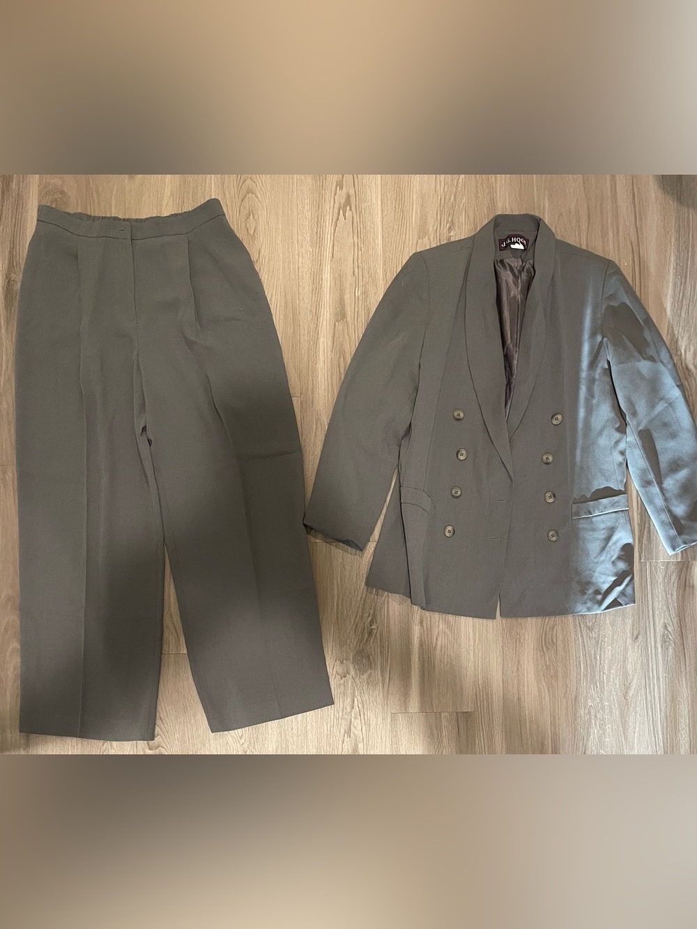 Women’s J.G. Hook Business Pantsuit Set — Olive Gray — Size 16